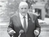  ?? EVAN VUCCI/AP ?? Rudy Giuliani, a personal attorney for former President Donald Trump, is one of the targets of Smartmatic USA’s $2.7 billion libel lawsuit.