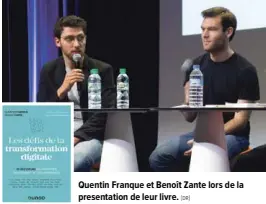  ?? !DR" ?? Quentin Franque et Benoît Zante lors de la presentati­on de leur livre.