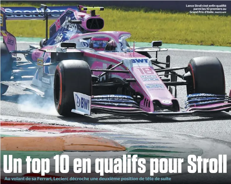  ?? PHOTO AFP ?? Lance Stroll s’est enfin qualifié parmi les 10 premiers au Grand Prix d’Italie.