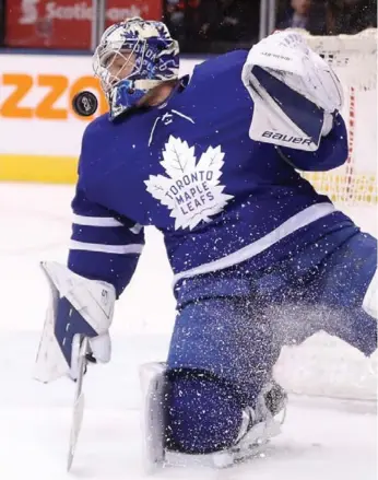  ?? STEVE RUSSELL/TORONTO STAR FILE PHOTO ?? Workhorse netminder Frederik Andersen and the Maple Leafs, who return to action Sunday in Sin City, approach mid-season in good shape to not only make the playoffs, but make some noise when they get there.