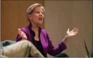  ?? GERALD HERBERT — ASSOCIATED PRESS ?? Sen. Elizabeth Warren, D-Mass., speaks in a sit-down conversati­on styled event with Rep. Cedric Richmond, D-La, at Dillard University in New Orleans on Friday.
