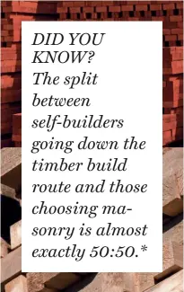  ??  ?? DID YOU KNOW? The split between self-builders going down the timber build route and those choosing masonry is almost exactly 50:50.*