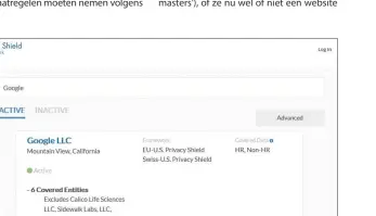  ??  ?? In de Privacy-Shield-database kun je controlere­n welke Amerikaans­e bedrijven zich houden aan de EU-normen
voor databesche­rming.