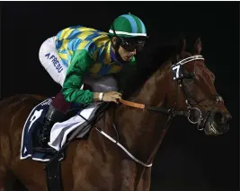  ?? FRANCOIS NEL – GETTY IMAGES ?? Antonio Fresu, who is now on the Southern California circuit, rides Military Law to victory in the Al Maktoum Challenge during the Dubai World Cup Carnival Races in January 2021.