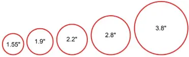  ??  ?? This illustrati­on shows the relative sizes of the most common RC wheel types.