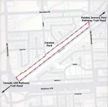  ?? SPECIAL TO THE NIAGARA FALLS REVIEW ?? This is a map showing the proposed location of section five of the Millennium Recreation­al Trail in Niagara Falls.