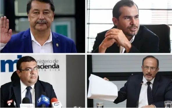  ?? ArCHiVo ?? El exdiputado, Víctor Morales (izq., arriba); el importador, Juan Carlos Bolaños; el exiceminis­tro de Hacienda, Fernando Rodríguez y el exdirector de Aduanas, Benito Coghi, son los acusados por el Ministerio Público en el caso del cemento chino.