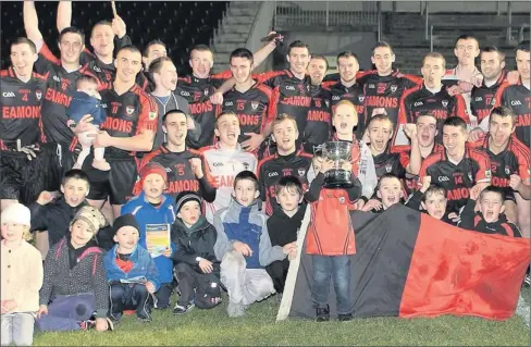  ??  ?? ■ Jubilant Kenmare players and supporters celebrate after capturing the Munster Junior Football title in December after they defeated Cappamore of Limerick in the final.