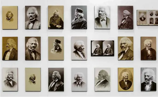  ?? Tuca Vieira/Folhapress ?? Retratos do abolicioni­sta americano Frederick Douglass agora na Bienal de São Paulo