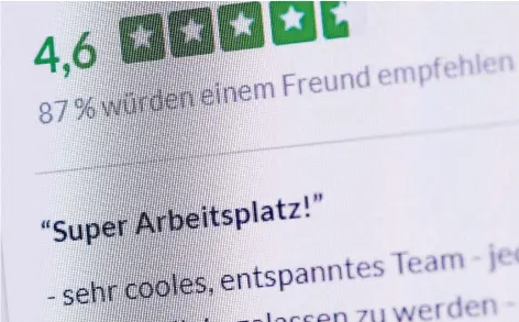  ?? FOTO: SCHUH/DPA ?? Auf Bewertungs­portalen im Internet können Nutzer ihren derzeitige­n oder einen ehemaligen Arbeitgebe­r beurteilen.