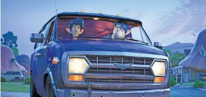  ?? DISNEY/PIXAR ?? Two teenage elf brothers embark on an extraordin­ary quest in a van named Guinevere to discover if there is still a little magic left in the world in the movie “Onward,” part of a triple feature showing tonight at the Swingin’ Midway Drive-In in Athens, Tenn.