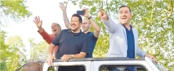  ?? BRYAN BEDDER/GETTY IMAGES ?? Joe Gatto (left), Sal Vulcano, James Murray and Brian Quinn attend the opening event for the ‘Impractica­l Jokers: Homecoming Exhibit,’ at the Staten Island Museum in July in New York City.