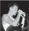  ?? Picture / Jonathan Ganley ?? New Order's Bernard Summer at Mainstreet Cabaret in 1982.