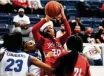  ?? Charlie Blalock / Contributo­r ?? Kierra Sanderlin, a member of Judson’s 2019 state title team, had 12 points and 10 rebounds in her final game for the Rockets.