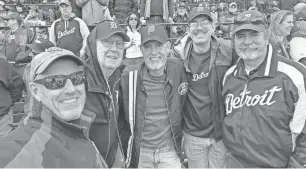  ?? PROVIDED BY SEAN BLASCH ?? Sean Blasch poses with his father Paul and his brothers Matt, Brendan, and Bryan, for a family photo at last year's Opening Day game on April 6, 2023.