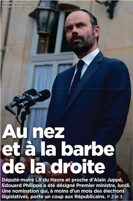  ??  ?? Edouard Philippe à l’hôtel Matignon (Paris), lundi.