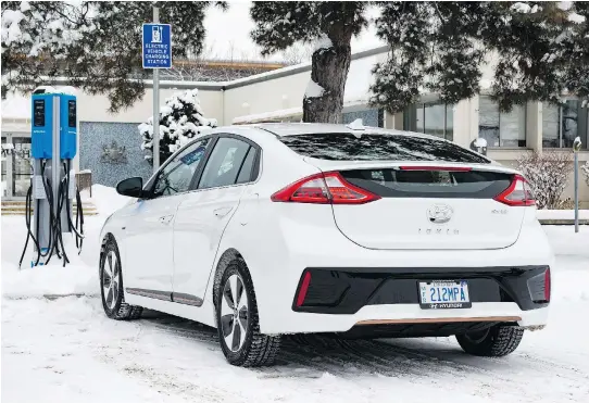  ?? PHOTO COURTESY OF HYUNDAI CANADA, ?? Powertrain electrific­ation is one of the biggest areas of change in today’s automotive industry. The Hyundai Ioniq, for example, is powered by a choice of three different electrifie­d powertrain options: hybrid, electric and electric plus.