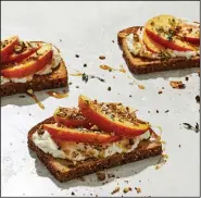  ?? For The Washington Post/TOM MCCORKLE ?? Ricotta Toasts With Peaches and Pistachios