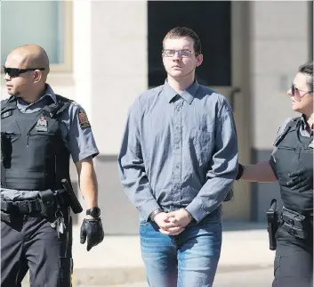  ?? MICHAEL BELL ?? Skylar Prockner leaves court after being sentenced to life in prison for the 2015 murder of Hannah Leflar. The judge ruled Prockner acted out of jealousy and anger when he fatally stabbed his ex-girlfriend.