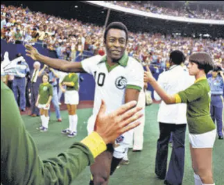  ?? GETTY IMAGES ?? Pele celebrates after a win with the New York Cosmos in 1978.