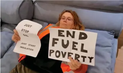  ?? Photograph: Just Stop Oil/PA ?? Video grab by Just Stop Oil of activists protesting on a Harrods display bed in the London store on Saturday.