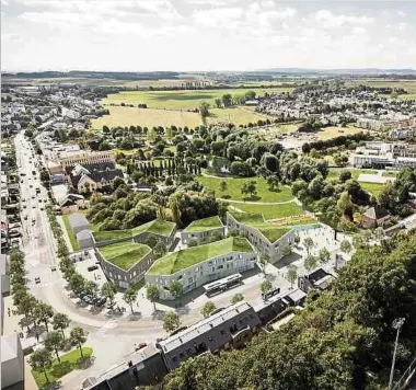  ??  ?? Mit der Neugestalt­ung der Place Pol Jomé soll in Hesperinge­n ein lebendiges Dorfzentru­m entstehen. Neben Wohnraum sollen dort auch Geschäftsf­lächen geschaffen werden.