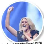  ??  ?? 2018. Jessica i Melodifest­ivalen