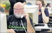  ?? Brian van der Brug
Los Angeles Times ?? GREGORY LYONS makes calls in support of a 2010 pot-legalizati­on initiative that ultimately failed.