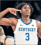  ??  ?? PG Killian Hayes: The Knicks have already “Zoomed’’ with the German League standout who grew up in France, according to a French media outlet. The lefty playmaker is originally from the U.S. but can speak French with Frank Ntilikina. The 19-year-old is a project but creative with good vision — smooth in all areas.
PG Tyrese Maxey: The Kentucky combo guard comes with a rave review in The Post from new assistant coach Kenny Payne. Despite being slightly undersized, Maxey could turn into a scoring dynamo and tenacious defender. Might be the sleeper.
— Marc Berman