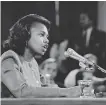  ?? New York Times file ?? Anita Hill testifies during the confirmati­on hearing in 1991.