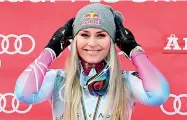  ??  ?? L’avversaria Lindsey Vonn, 33 anni, ha vinto la gara in Svezia ma non è bastato per aggiudicar­si la coppa. In classifica ha chiuso a 3 punti dalla Goggia