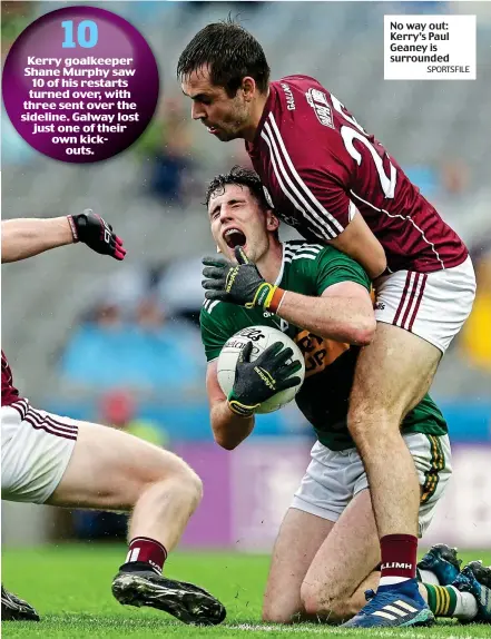  ?? SPORTSFILE ?? No way out: Kerry’s Paul Geaney is surrounded