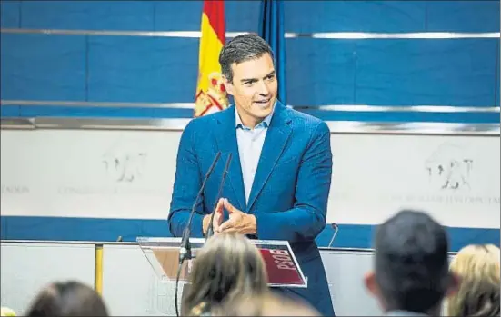  ?? DANI DUCH ?? Sánchez rearmó su no a Rajoy con el respaldo de la ejecutiva permanente y la dirección del grupo en el Congreso