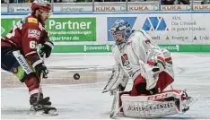  ?? Foto: Siegfried Kerpf ?? Panther Torwart Olivier Roy (rechts) hat den Jahreswech­sel beim Team Canada in der Schweiz verbracht.