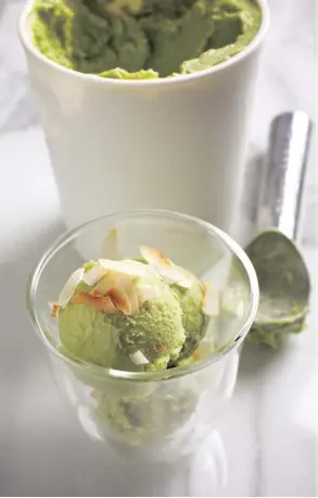  ??  ?? NO DAIRY: Avocado and coconut ice cream.