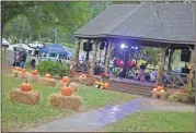  ??  ?? The stage at Seaborn Jones Park was setup and ready to go despite wet weather for the Riverwalk Festival along the Euharlee on Oct. 19.