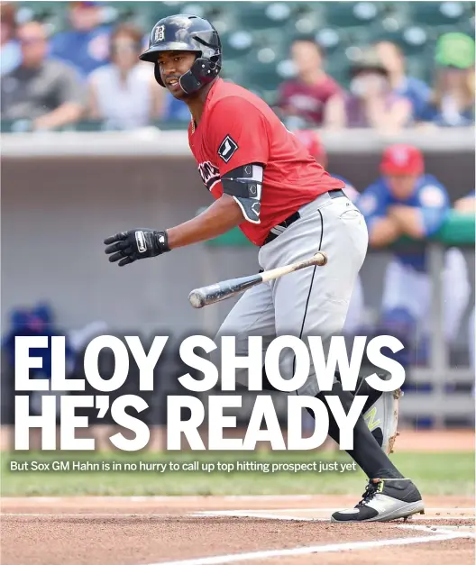  ?? AP ?? Eloy Jimenez, who was 18-for-29 through Monday since Michael Kopech got called up, is batting .378 with 11 homers and 32 RBI in 49 games at Class AAA Charlotte.