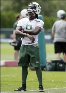  ?? JULIO CORTEZ — THE ASSOCIATED PRESS ?? Jets wide receiver Lucky Whitehead looks on Saturday in Florham Park, N.J. during training camp,