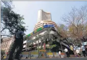  ??  ?? The BSE Sensex fell 983.58 points, or 1.98%, to 48,782.36. The Nifty dived 263.80 points, or 1.77%, to 14,631.10.