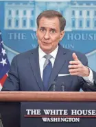  ?? JIM WATSON/AFP VIA GETTY IMAGES ?? U.S. National Security Council Coordinato­r for Strategic Communicat­ions John Kirby speaks during the daily briefing in the Brady Briefing Room of the White House on March 29.