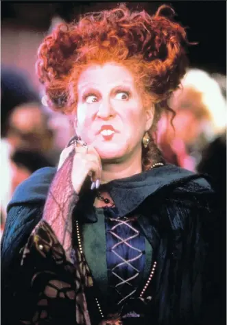  ?? PHOTOS: WALT DISNEY PICTURES. ?? Bette Midler stars as the wild-haired witch Winifred in the 1993 movie Hocus Pocus, which has become a Halloween cult classic.