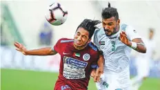  ?? Courtesy: AGL ?? ■ A keen aerial tussle for possession during the match between Al Nasr and Emirates at Emirates Club yesterday.