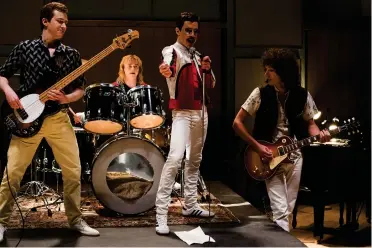 ?? Alex Bailey/Twentieth Century Fox ?? From left, Joe Mazzello (John Deacon), Ben Hardy (Roger Taylor), Rami Malek (Freddie Mercury) and Gwilym Lee (Brian May) in “Bohemian Rhapsody.”
