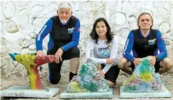  ??  ?? OCEAN WARRIORS Eco-Mer and Divers Institute of Technology consultant William McGilton, MPIC Foundation president Melody Del Rosario, and marine ecology expert Prof. Avigdor (AV) Abelson from the Tel Aviv University in Israel