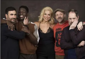  ?? WILLY SANJUAN — INVISION/AP ?? From left: Brett Goldstein, Toheeb Jimoh, Hannah Waddingham, Jason Sudeikis and Brendan Hunt, all members of the cast of “Ted Lasso,” at the Four Seasons Hotel in Los Angeles on March 6.