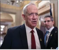  ?? (AP/J. Scott Applewhite) ?? Benny Gantz, a key member of Israel’s War Cabinet and the top political rival of Israeli Prime Minister Benjamin Netanyahu, leaves a meeting in the office of Senate Minority Leader Mitch McConnell, R-Ky., at the U.S. Capitol on Monday.