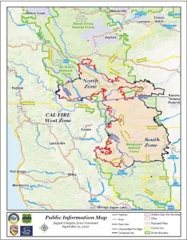 ?? PROVIDED BY THE US FOREST SERVICE ?? 9-26-20 map of August Complex fire.