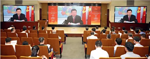  ??  ?? Du Zhanyuan, president of China Internatio­nal Publishing Group, delivers a keynote speech at the opening ceremony of the internatio­nal academic conference on the CPC’S experience and enlightenm­ent in governance on July 20, 2021 in Shanghai.