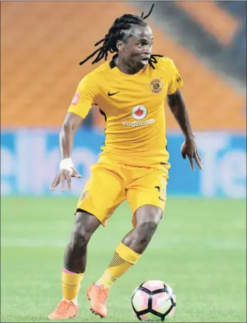  ??  ?? ON THE BALL: Siphiwe Tshabalala of Kaizer Chiefs will be aiming to add to his tally of four PSL goals when they take on lowly Highlands Park at the Moses Mabhida Stadium in Durban tonight.