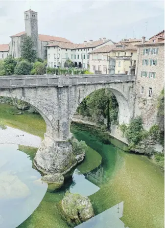  ?? PHOTOS BY JACK KNOX ?? The Ponte del Diavolo, or Devil’s Bridge, in beautiful Cividale del Friuli, a town of 11,000 a short train ride from Udine.